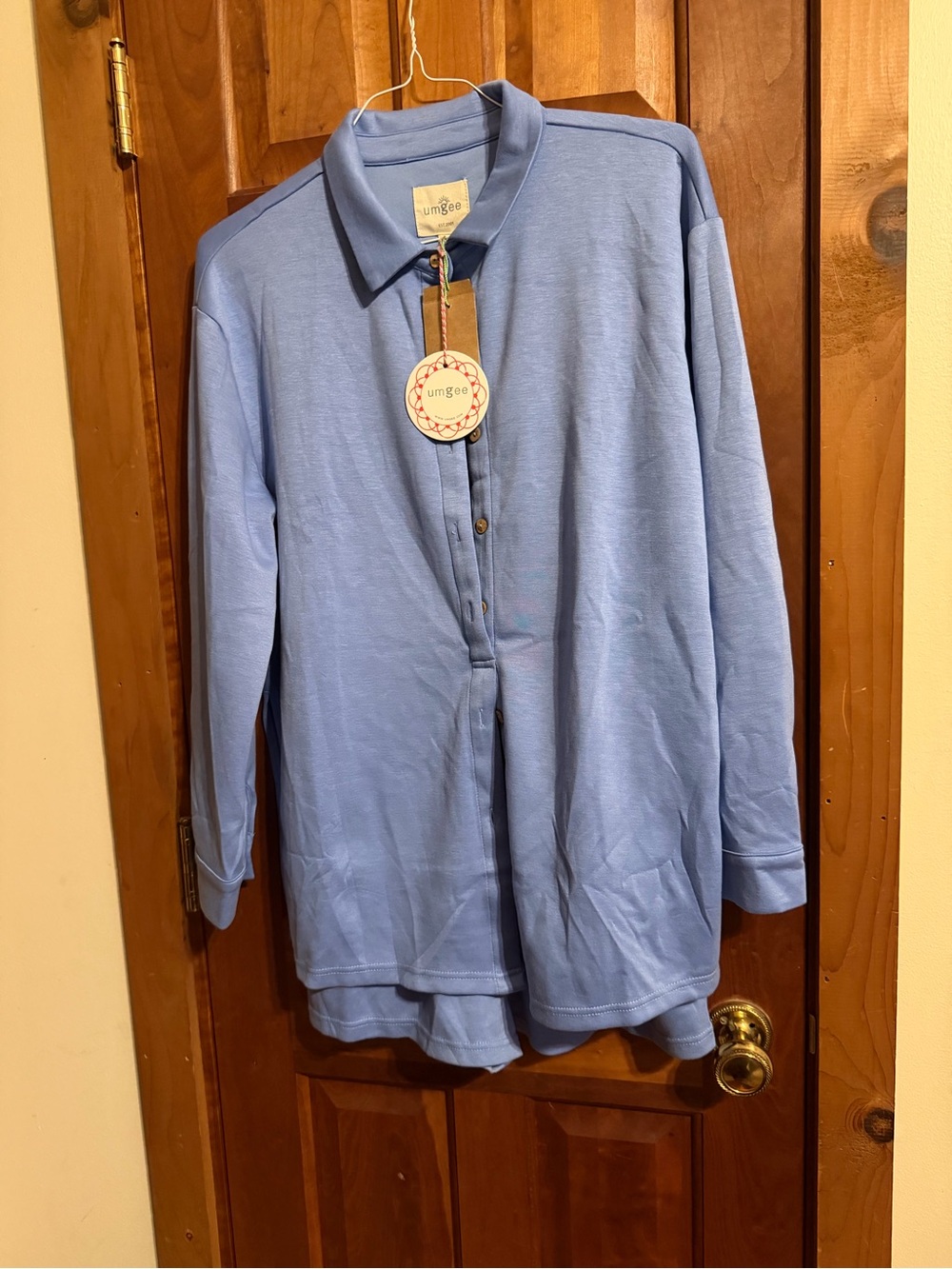 Umgee Dusty Blue Long Sleeve Button-Up Shirt